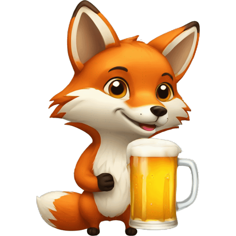 fox drinking a fresh beer emoji