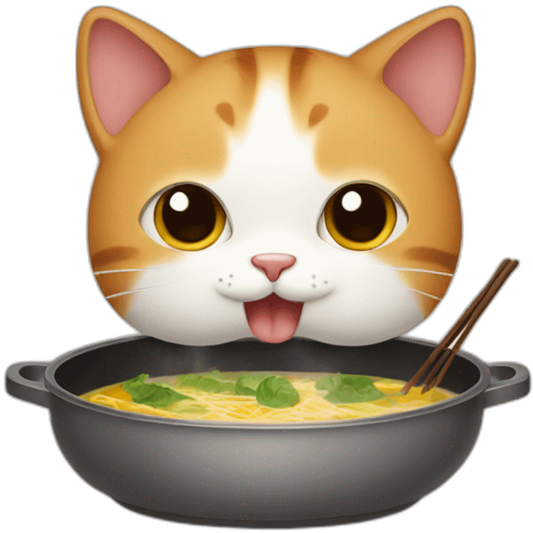 a cat eating hot pot emoji