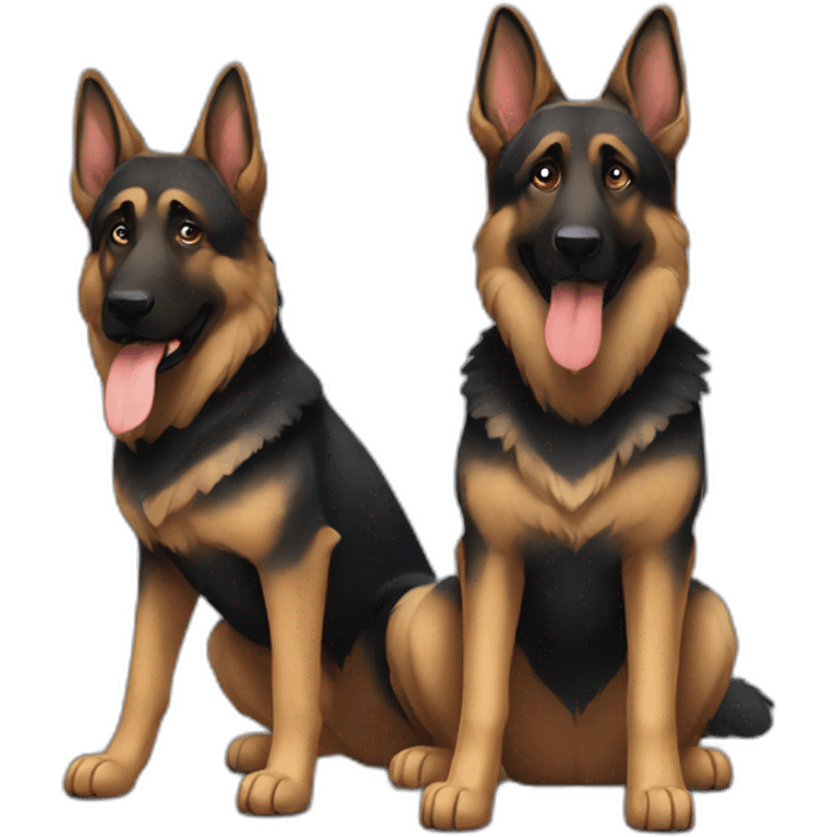 2 dark german shepherds sitting next to each other emoji