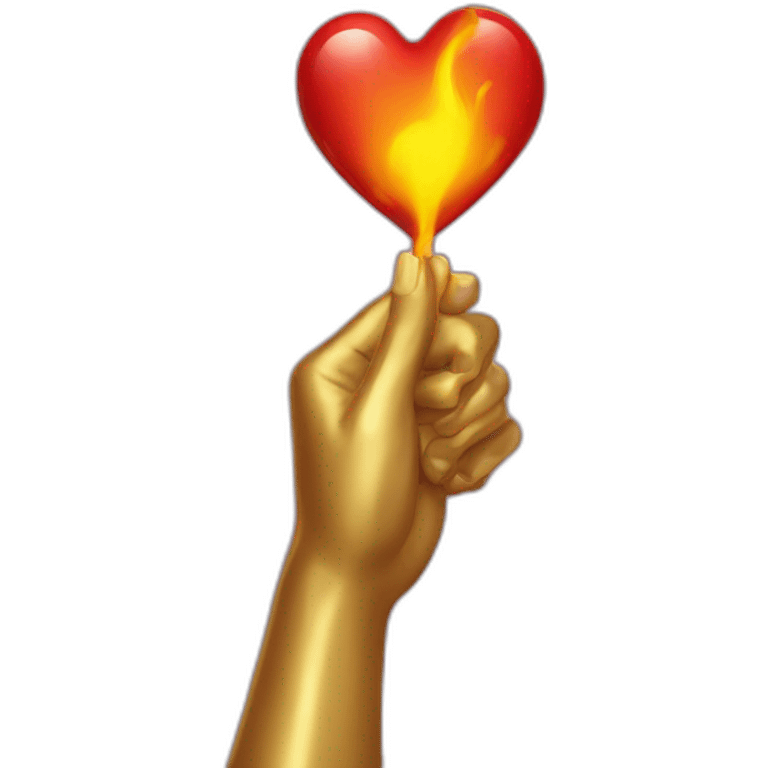 Gold hand holding fire heart emoji