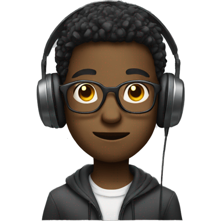 glasses boy with headphone emoji