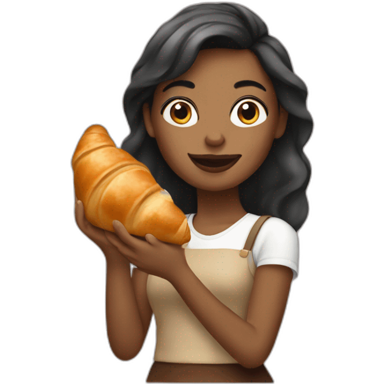 French Girl Holding a Croissant emoji