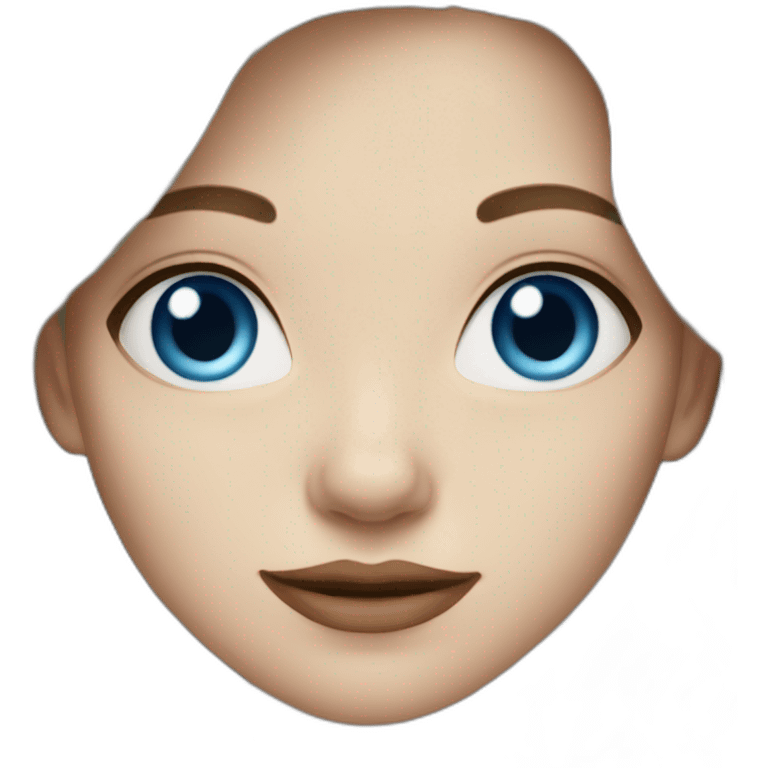 White woman with blue eyes and long wavy dark brown hairs emoji