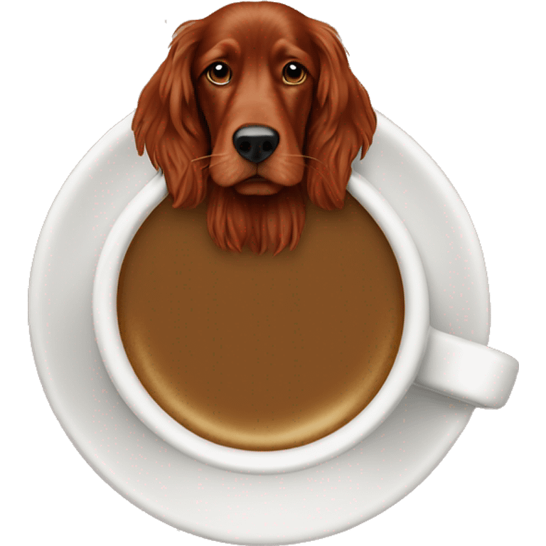 Irish setter with coffee emoji