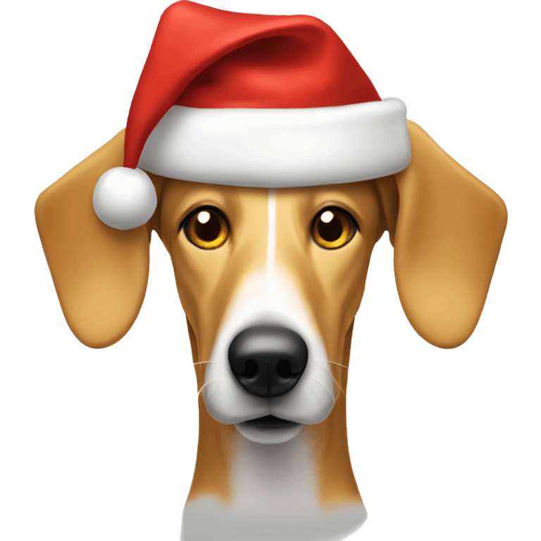 Golden Sighthound wearing Santa hat emoji