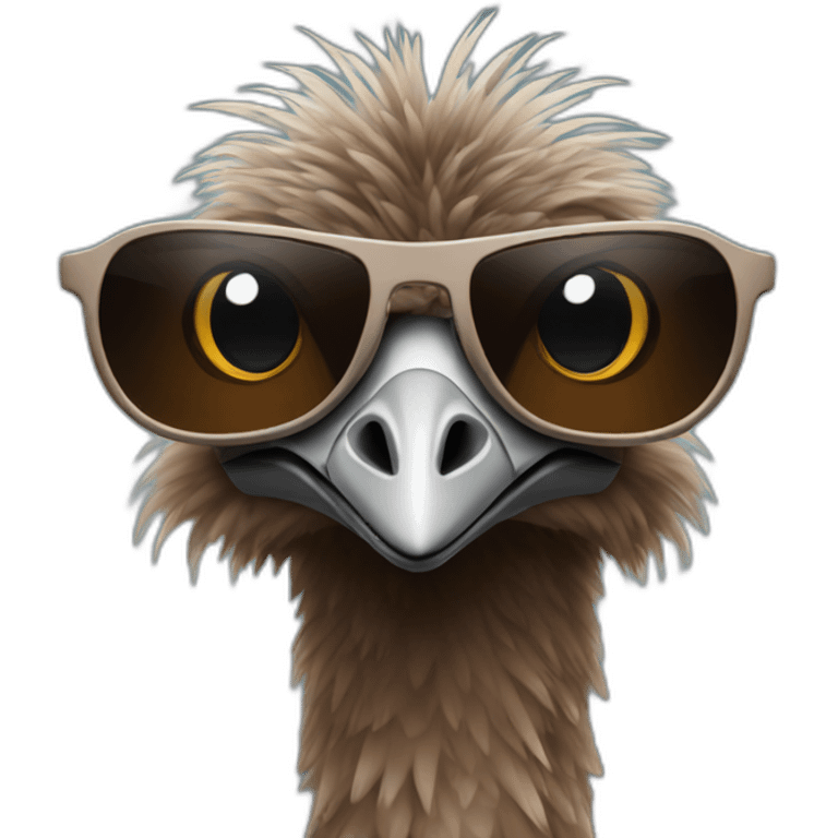 Brown Emu with aviator sunglasses emoji