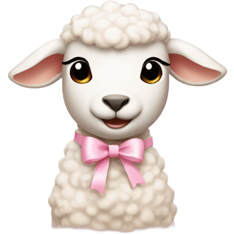 Lamb with light pink bows on ears emoji