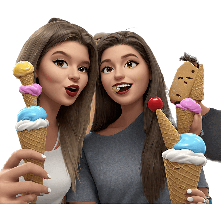 friends enjoying ice cream together emoji