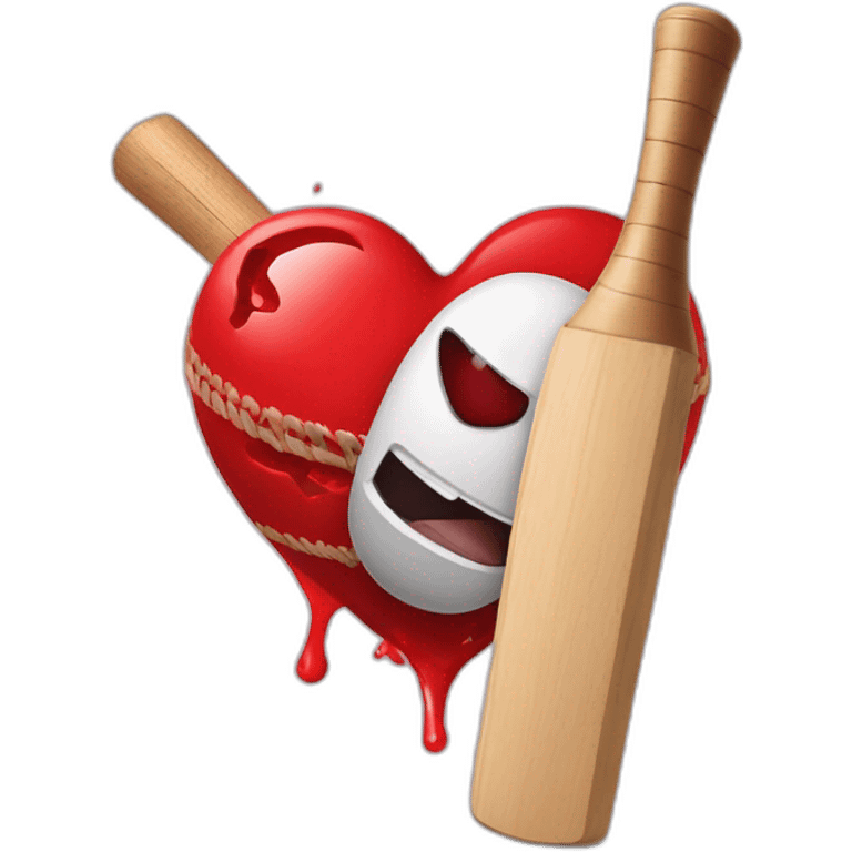 broken heart and cricket bat emoji