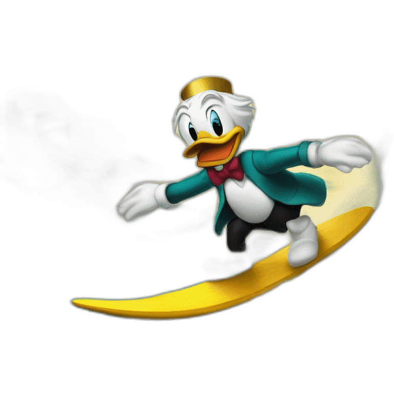 Scrooge McDuck surfing gold waves emoji