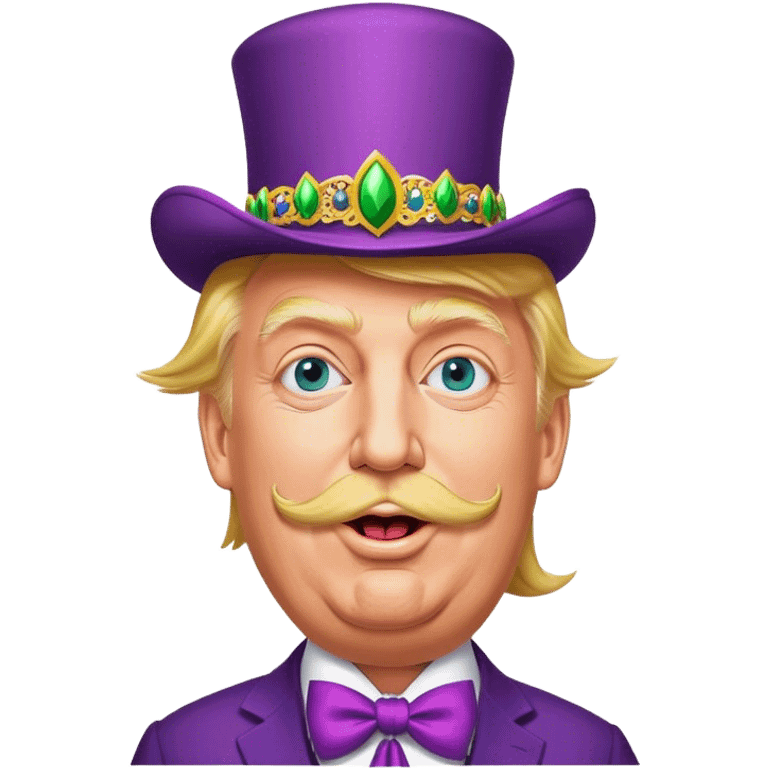 Donald trump dancing at Mardi Gras with a large moustache  emoji