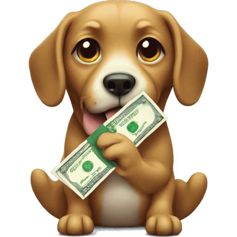 Dog holding money emoji