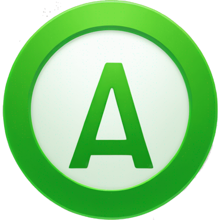 The letter "A" on a white background, encircled by a green circle emoji