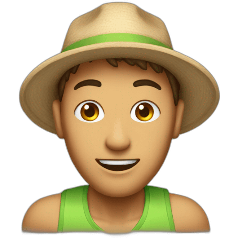 Runner with wood hat talking to the people emoji