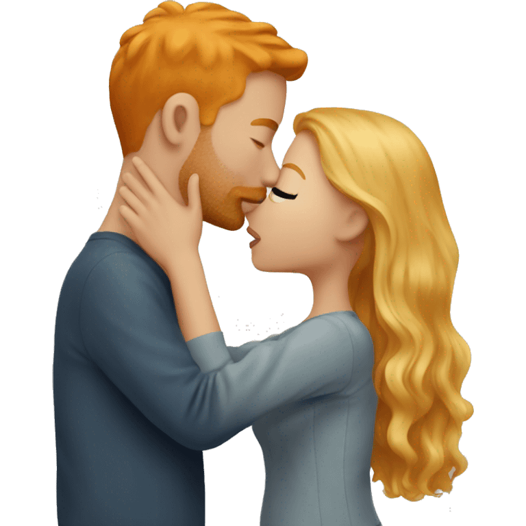 Blonde girl kissing ginger guy emoji