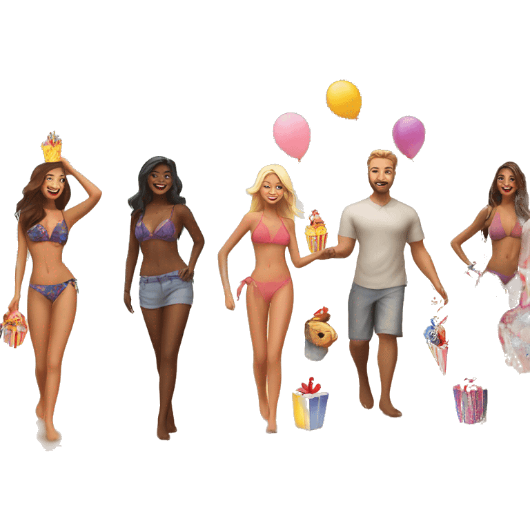 Birthday on a beach of Goa with beautiful models around emoji