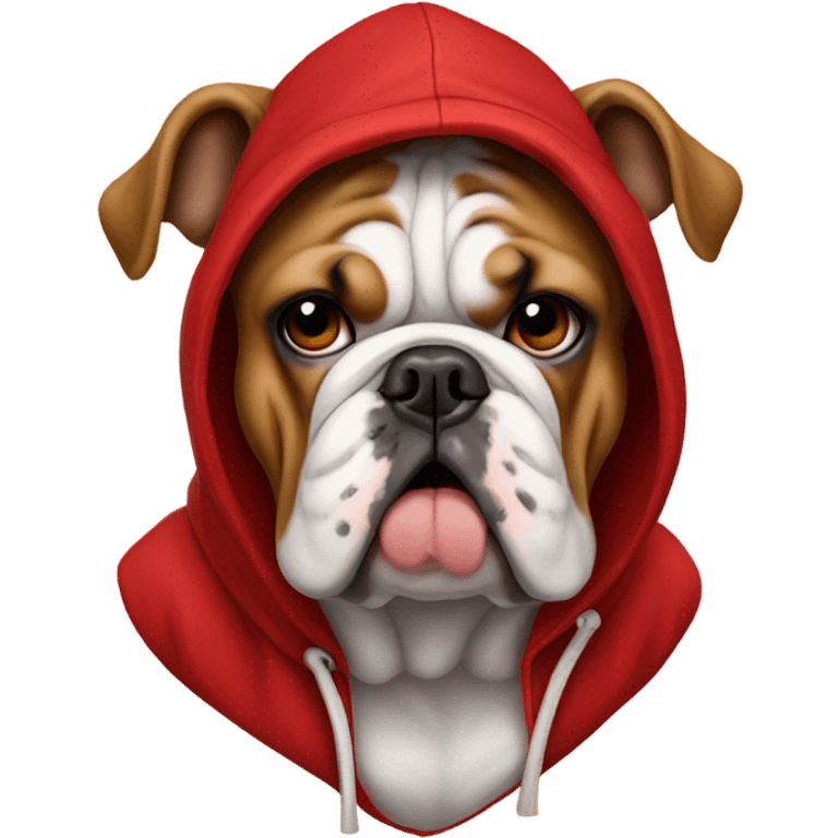 English bulldog in red hoodie emoji