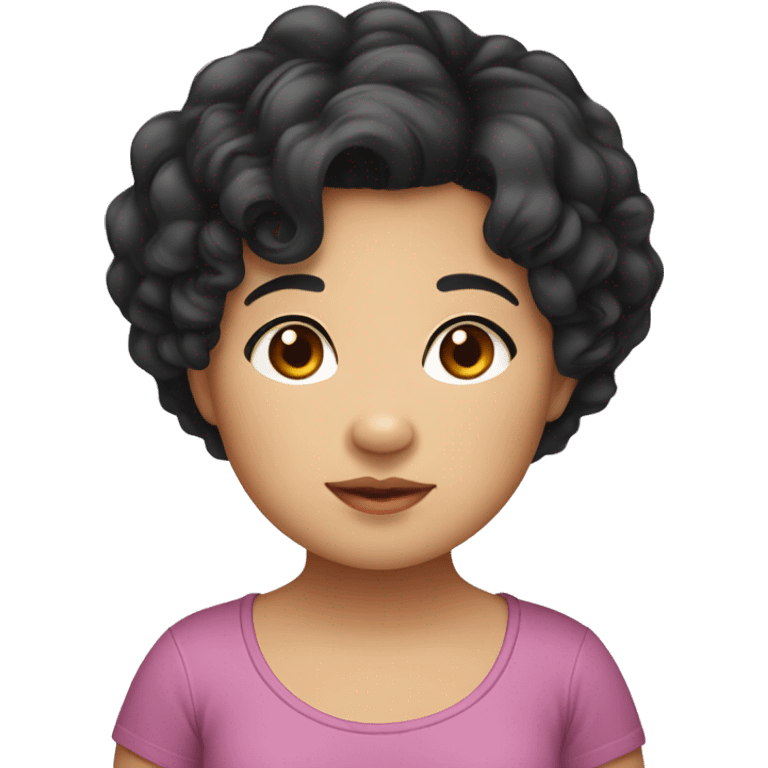 Southeast Asian, chubby, little girl, black curly hair, short hairstyle emoji