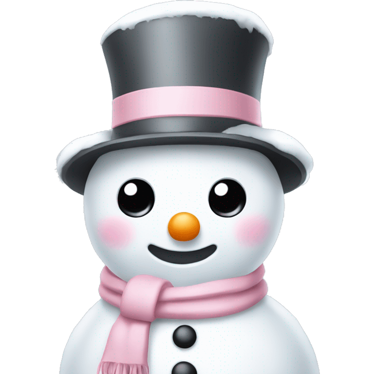 Cute white and light pink snowman emoji