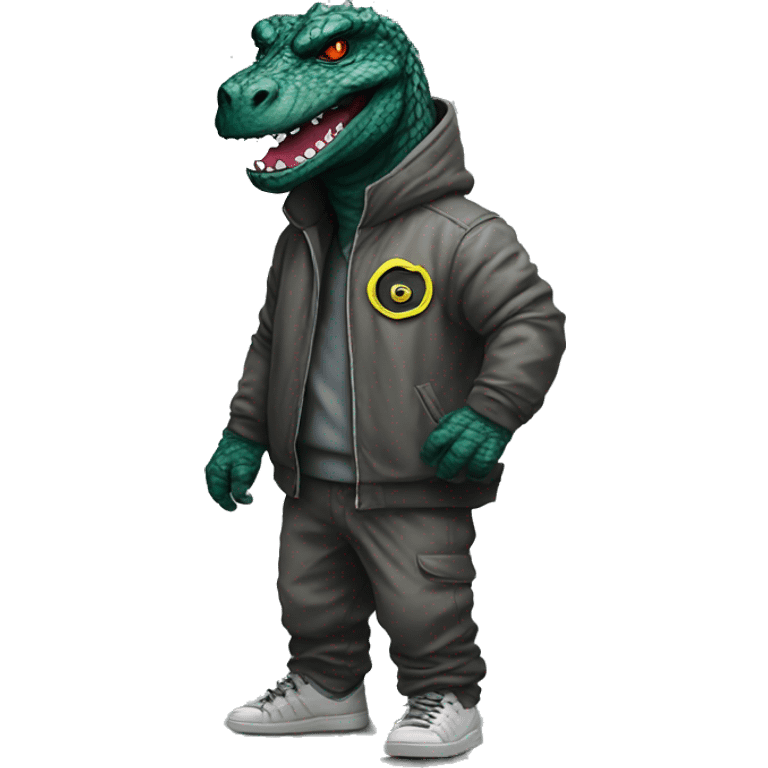 Godzilla dressed like a rapper  emoji