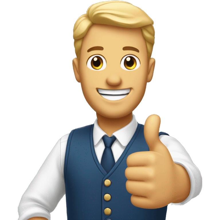 Smiling French man showing thumbs up  emoji