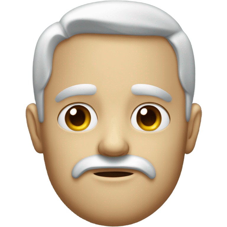 A piece of candy with a human face, really stern and serious looking emoji