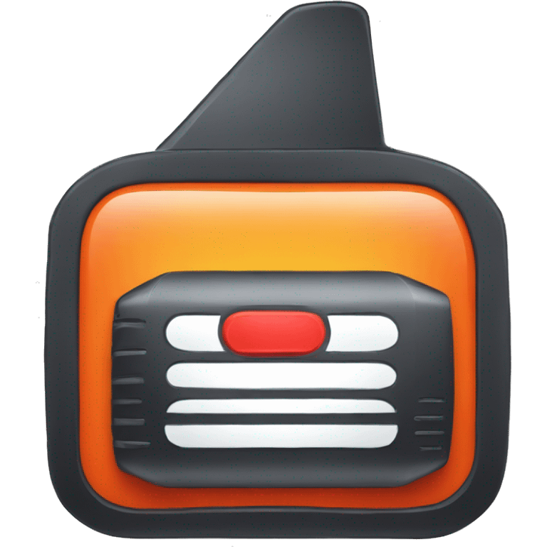 black walkie talkie with red-orange button on side emoji