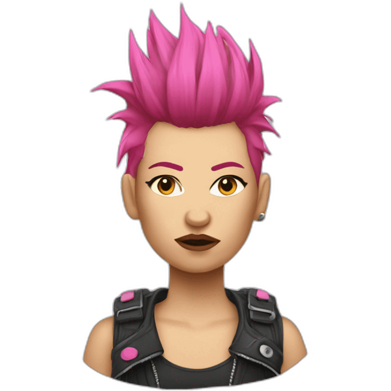 Woman Bruised punk with pink Mohawk emoji