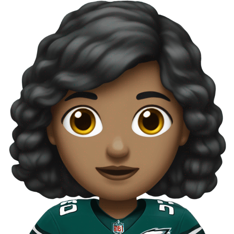  White female dark hair wearing Philadelphia Eagles jersey emoji