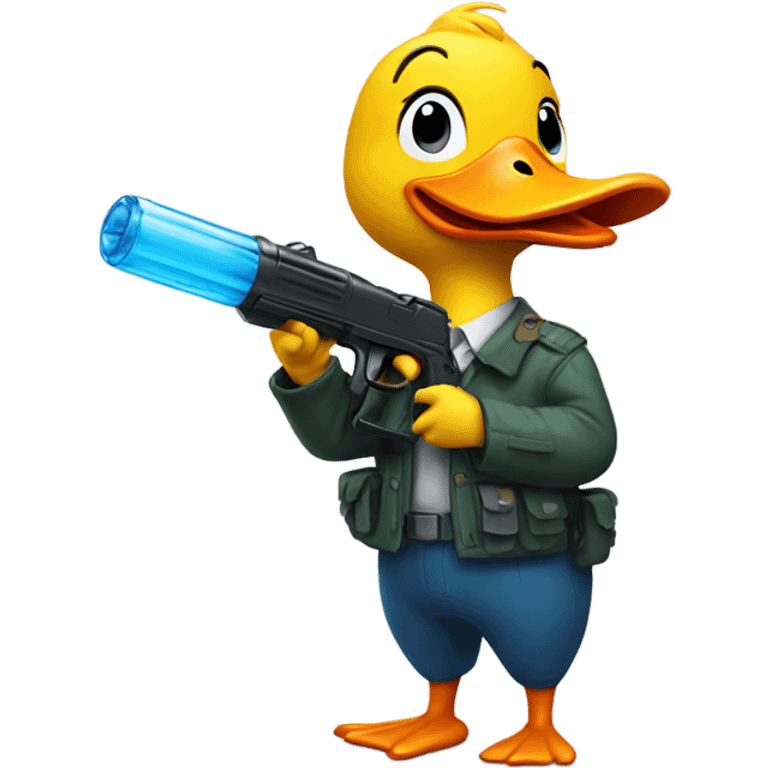 Duck holding a water gun emoji