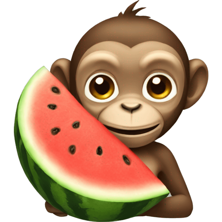 monkey with watermelon emoji