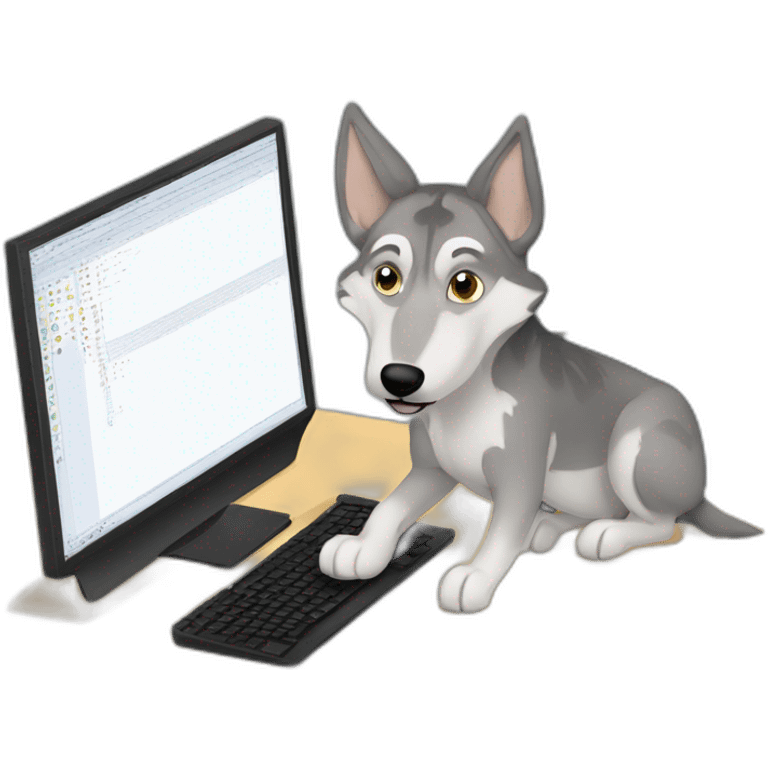 Czechoslovakian wolfdog working on a computer   emoji