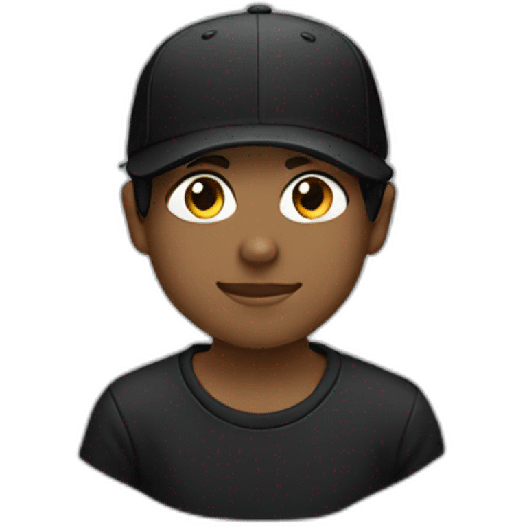 white boy black hair black hoodies with a cap emoji