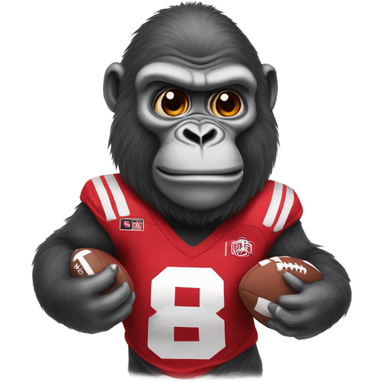 Gorilla wearing an Ohio State jersey emoji