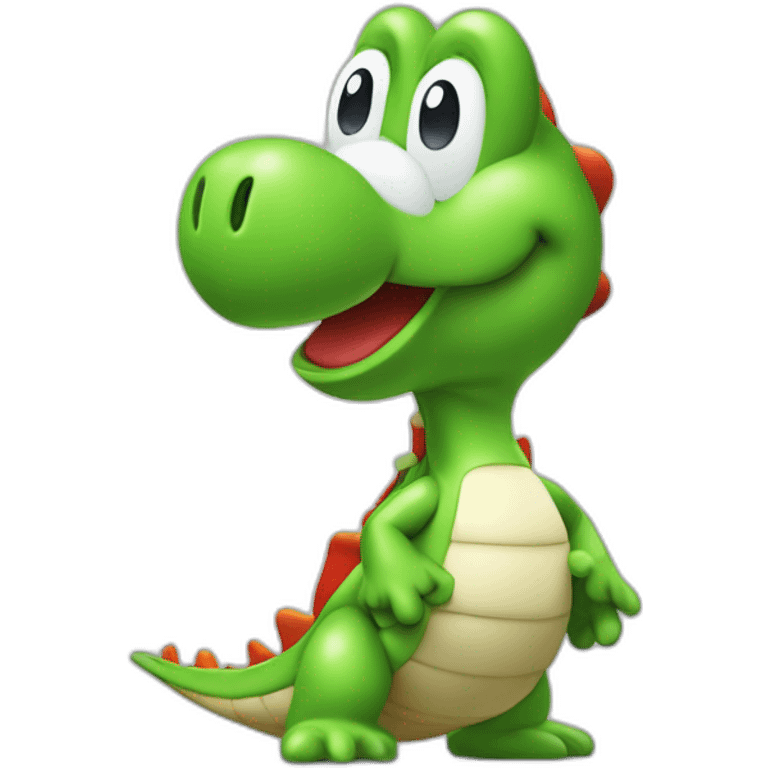 Yoshi qui lance une carapace verte sur mario emoji