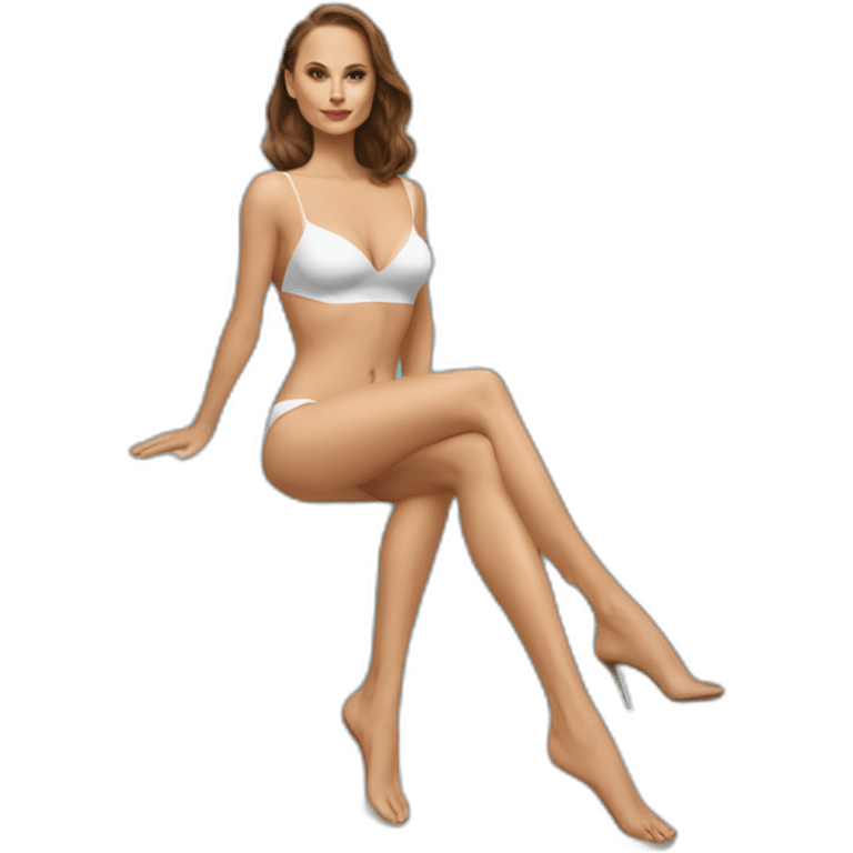 sexy natalie portman back on high heels swimming suit long legs posing relax rude emoji