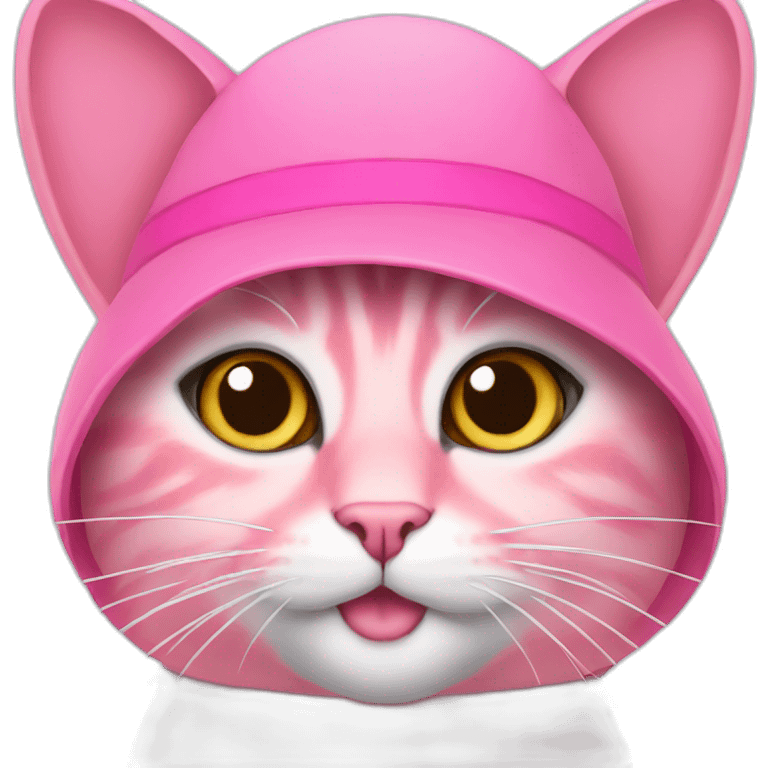 Photo of a pink cat with a hat emoji