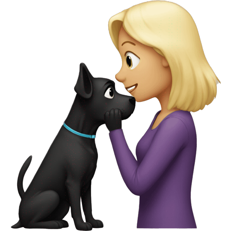 Blonde kissing black dog emoji