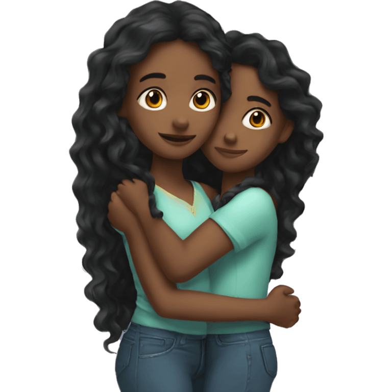 Black girl long wavy hair Girl hugs  Mexican girl emoji