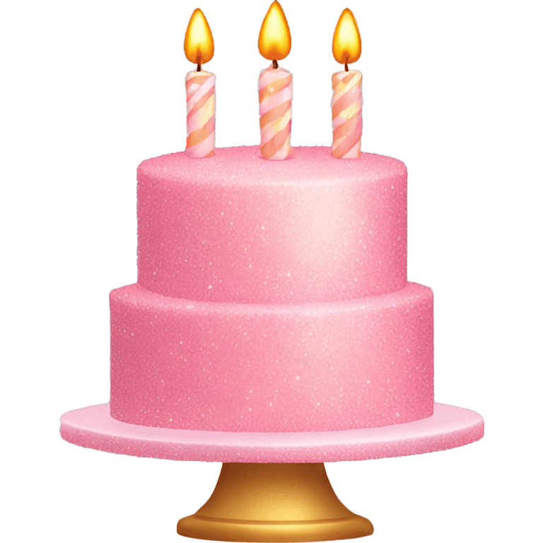 Sparkly light pink two tier birthday cake with candles emoji