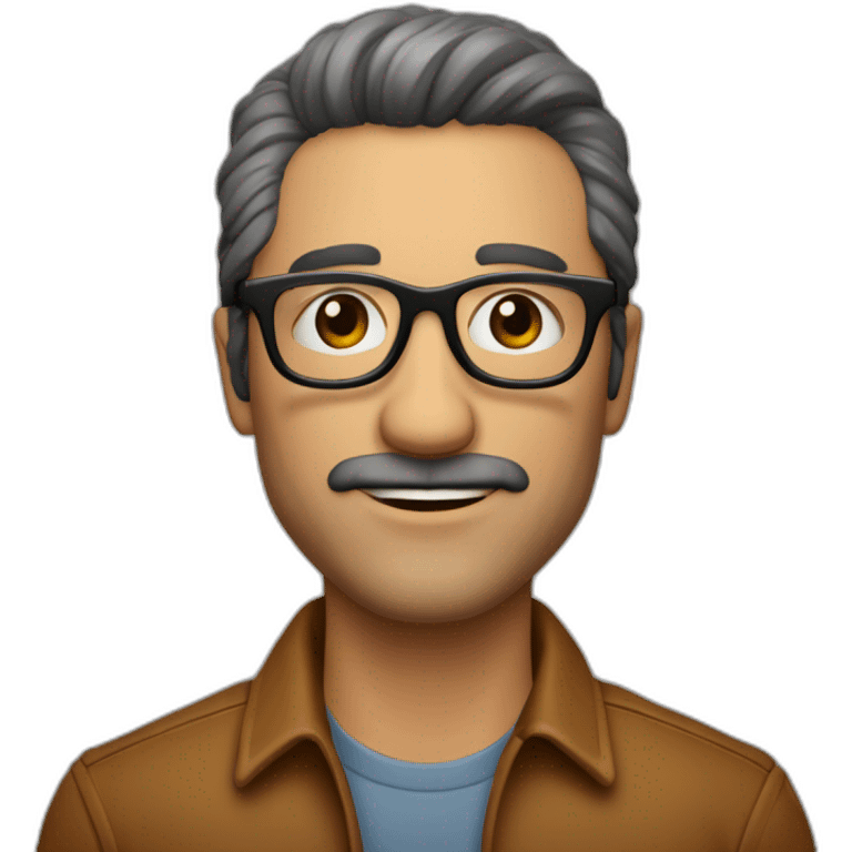 Hombre de 43 años, guapo, cabello castaño ,con gafas, atuendo de otoño emoji