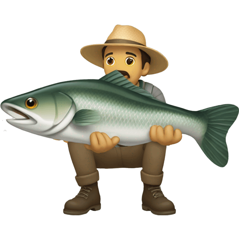 Hombre pescando truchas emoji