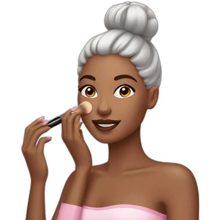 a woman taking care of her beauty with cosmetics emoji