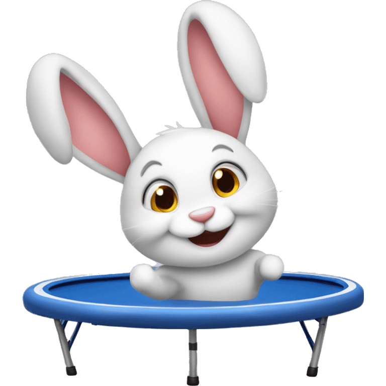 A bunny on a trampoline smiling  emoji