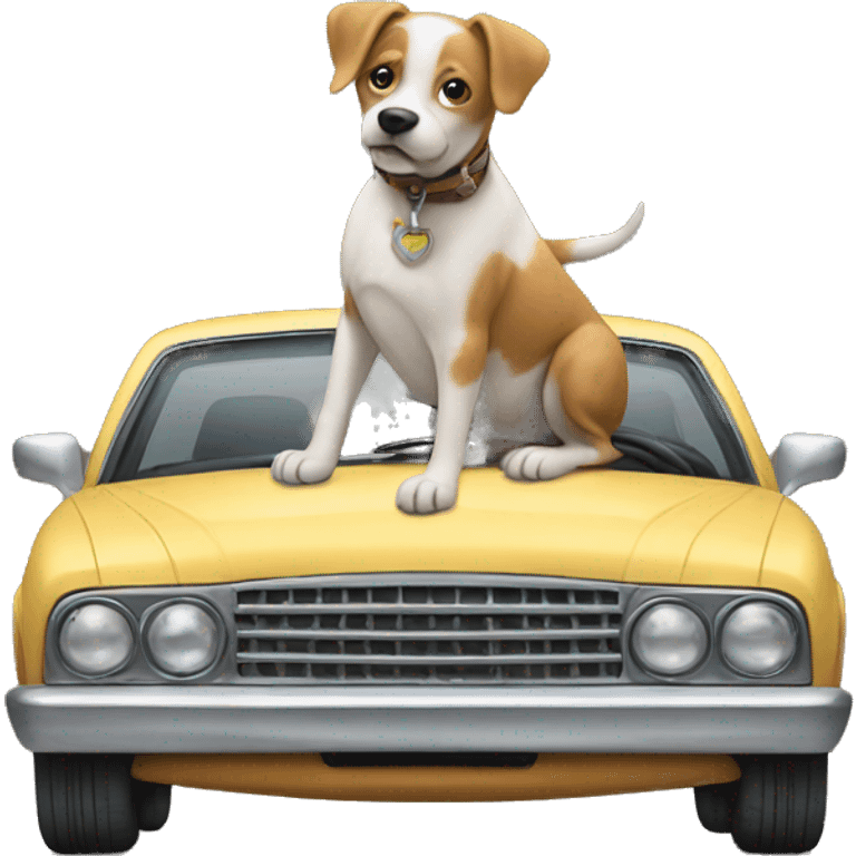 the dog rides on car emoji