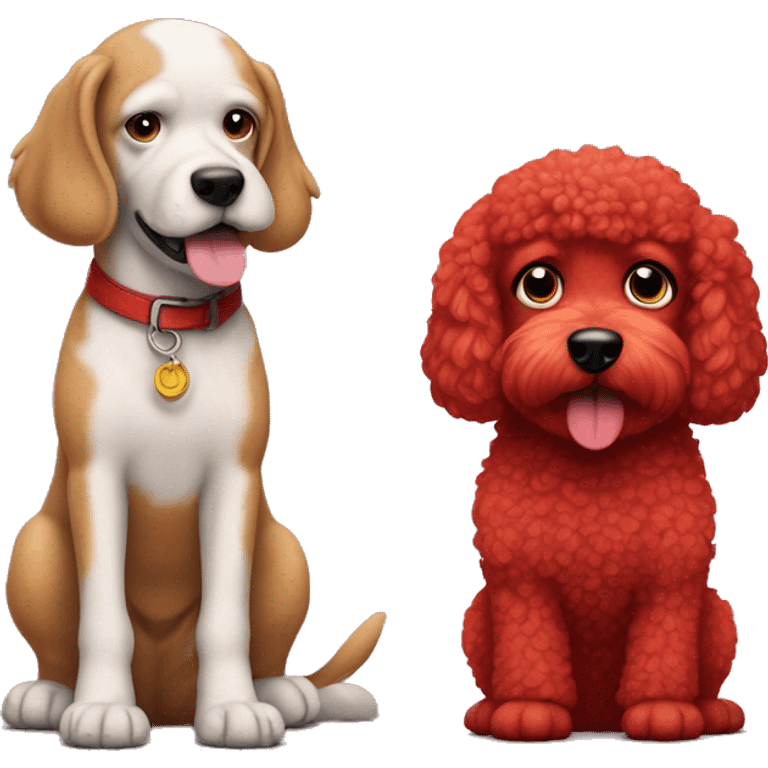 CLIFFORD RED DOG with tiny poodle emoji