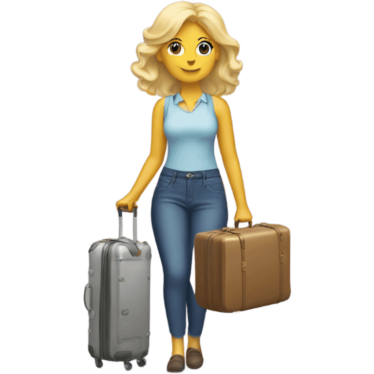 Blonde woman with a suitcase full of kitchen stuff emoji