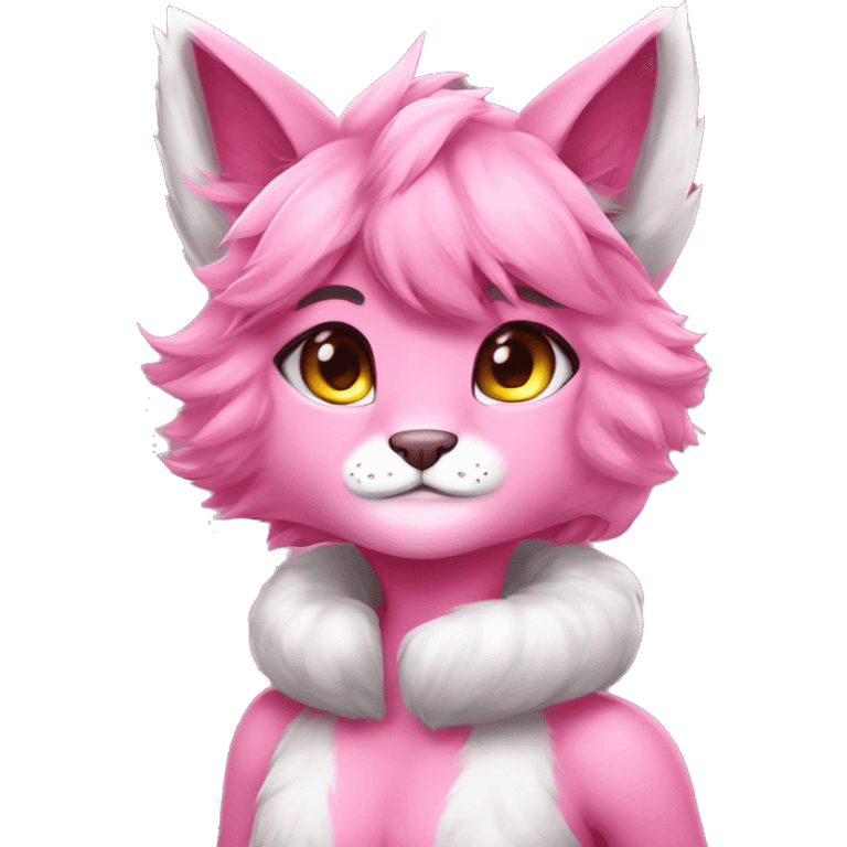 Anthropomorphic Anthro Pink Sona Lynx-Fakémon Furry Full Body emoji