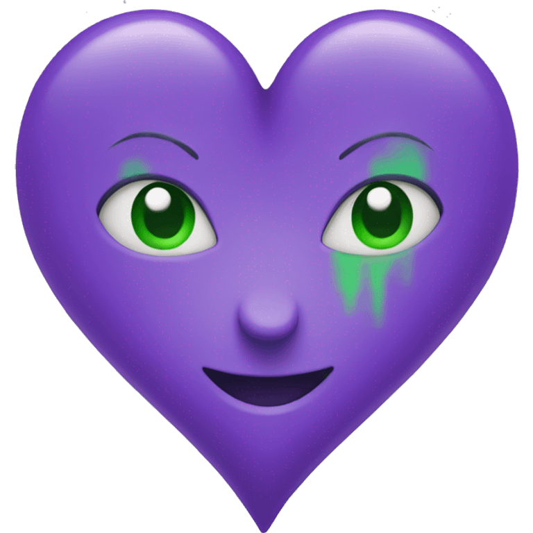 Heart with two colors purple and green emoji