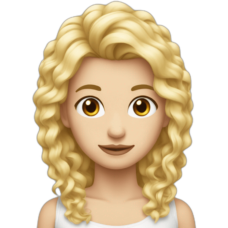 Rubia con pelo un poco ondulado y largo sin flequillo y con ojos azules  emoji